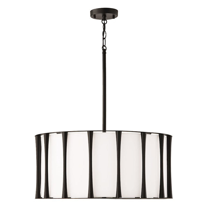 Capital Lighting Bodie 4 Light Pendant, Black/White Fabric - 344641MB