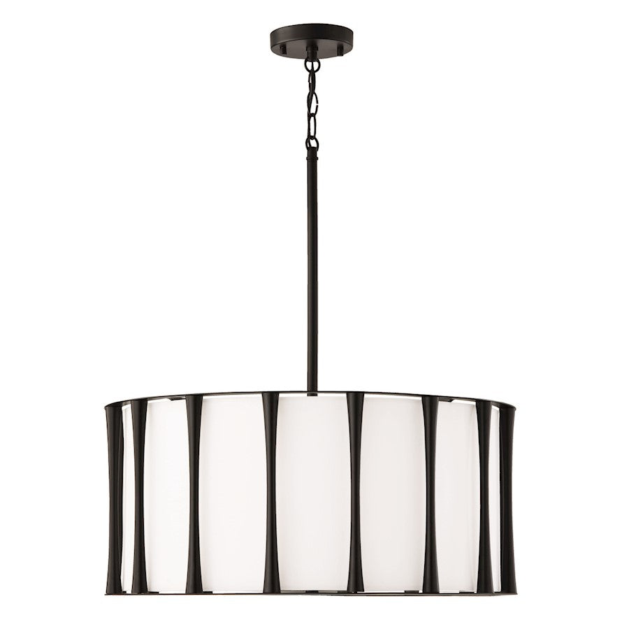 Capital Lighting Bodie 4 Light Pendant, Black/White Fabric - 344641MB