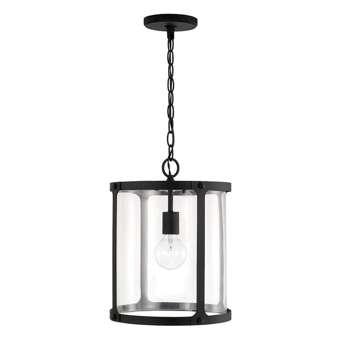 Capital Lighting Brennen 1 Light Pendant, Black Iron/Clear