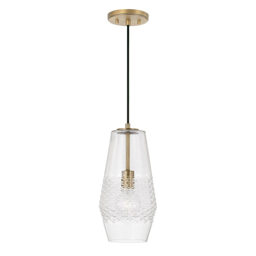 Capital Lighting Dena 1 Light Pendant, Aged Brass/Diamond Embossed - 345011AD