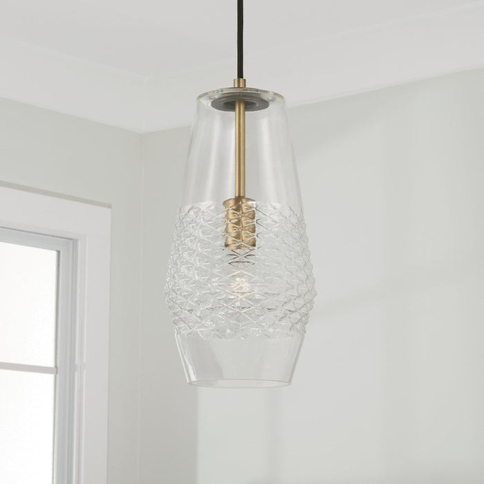 Capital Lighting Dena 1 Light Pendant, Diamond Embossed