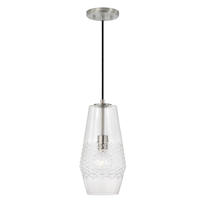 Capital Lighting Dena 1 Light Pendant, Nickel/Diamond Embossed - 345011BN