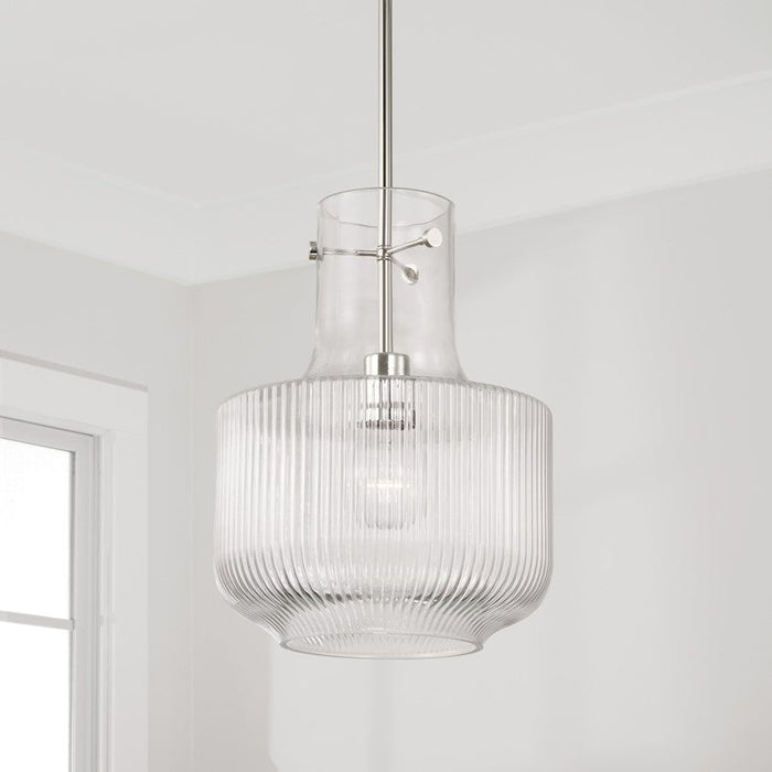 Capital Lighting Nyla 1 Light Pendant, Clear Fluted