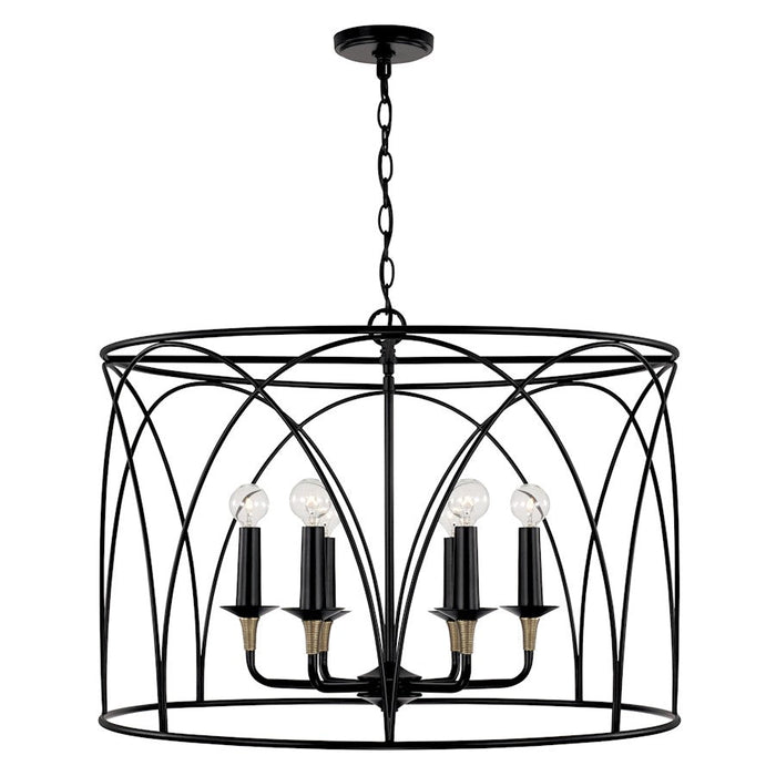 Capital Lighting Amara 6 Light Pendant, Matte Black/Brass - 345661KB