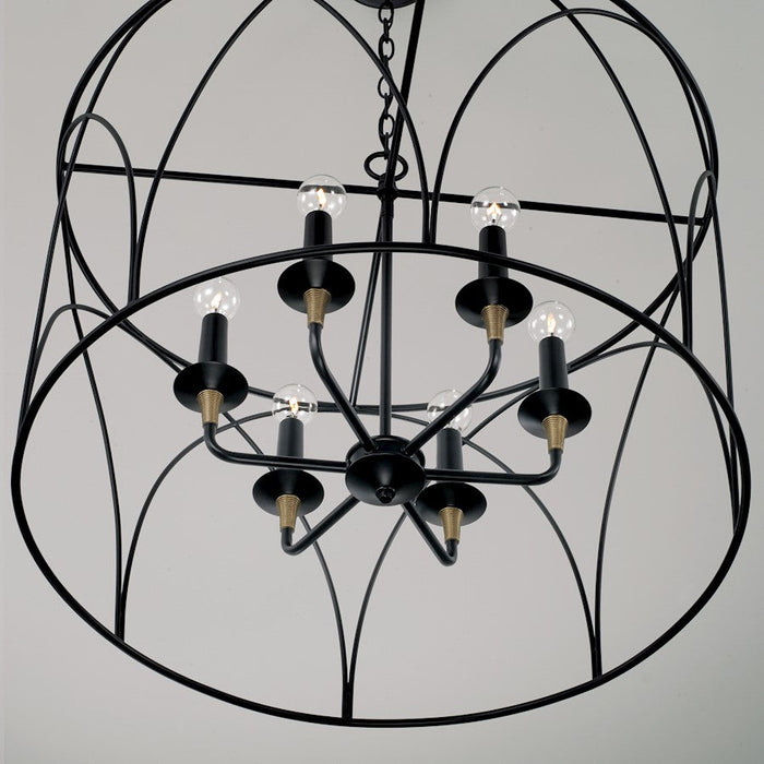 Capital Lighting Amara 6 Light Pendant, Matte Black/Brass