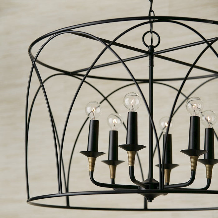 Capital Lighting Amara 6 Light Pendant, Matte Black/Brass