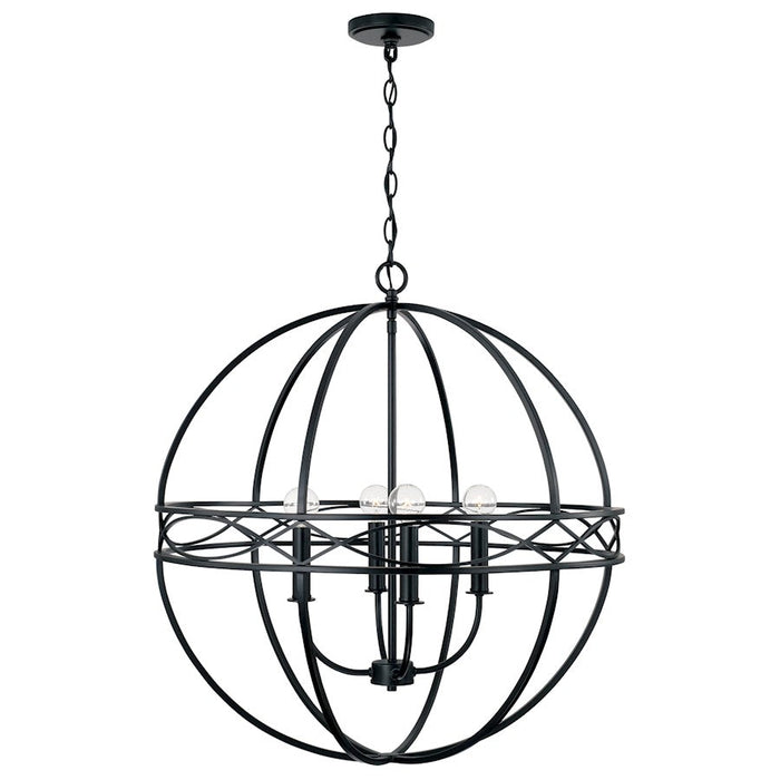 Capital Lighting Avery 4 Light 26" Pendant, Matte Black