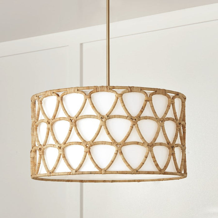 Capital Lighting Tulum 4 Light Pendant, Brass/White