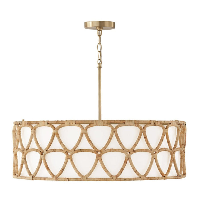 Capital Lighting Tulum 4 Light Pendant, Brass/White - 347242MA