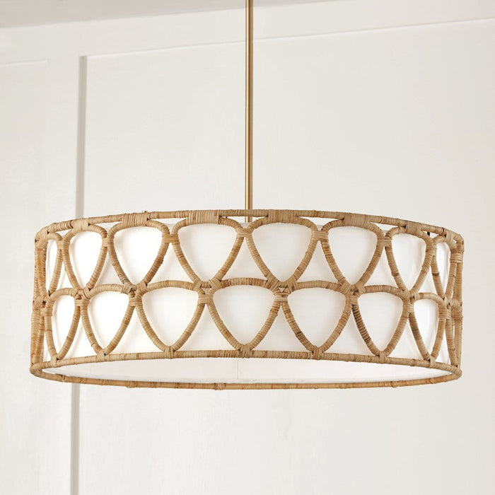 Capital Lighting Tulum 4 Light Pendant, Brass/White