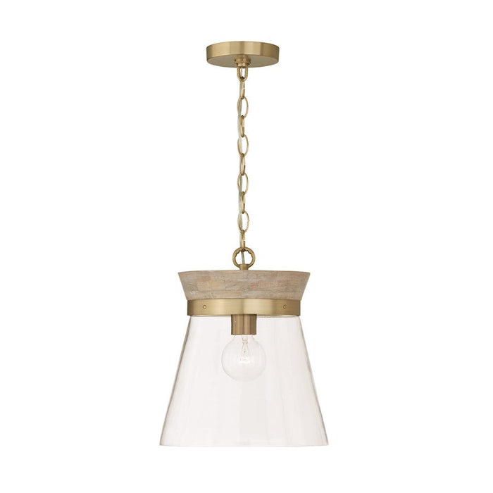 Capital Lighting Finn 1 Light Pendant, White/Clear - 347311WS