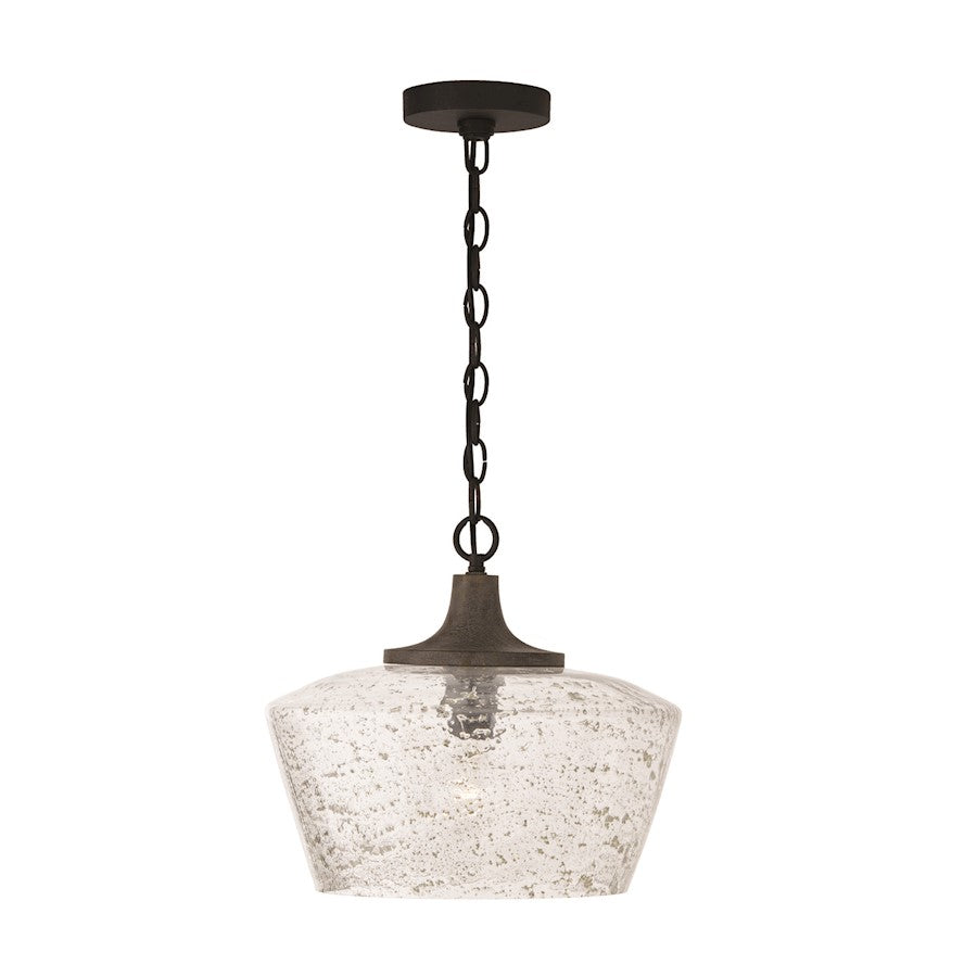 Capital Lighting Clive 1 Light Pendant, Grey/Black/Stone Seeded - 347611CK