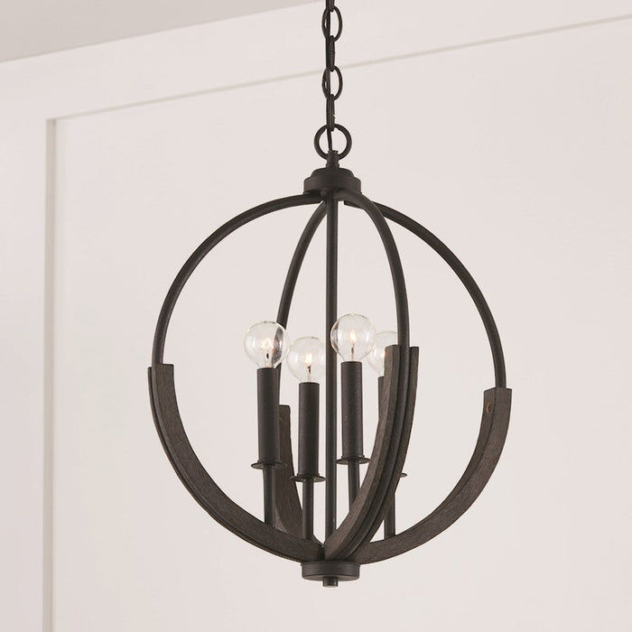 Capital Lighting Clive 4 Light Pendant, Grey/Black