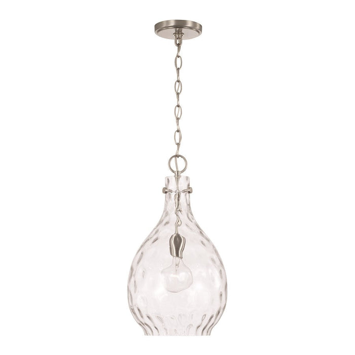 HomePlace Lighting Brentwood 1 Light Pendant, Nickel/Clear Water - 349012BN