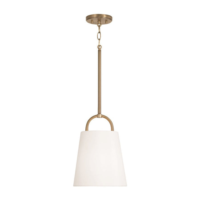 Capital Lighting Brody Small 1 Light Pendant, Brass/White - 349411AD