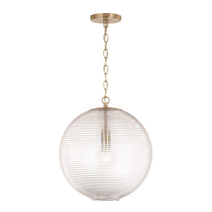 Capital Lighting Dolan 1 Light Pendant, Brass/Clear Ribbed - 349911MA