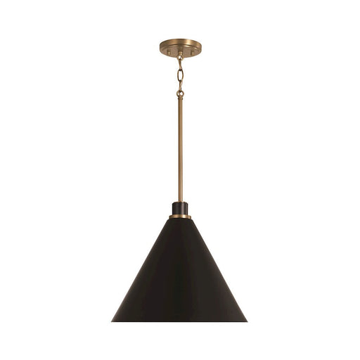 Capital Lighting Bradley 1 Light Pendant, Aged Brass/Black/White - 350112AB