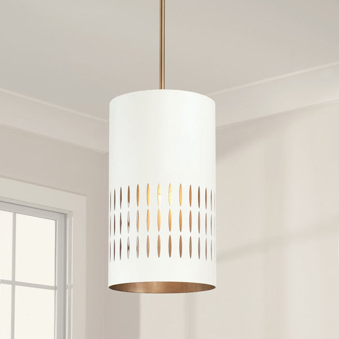 Capital Lighting Dash 1 Light Pendant, Aged Brass/White