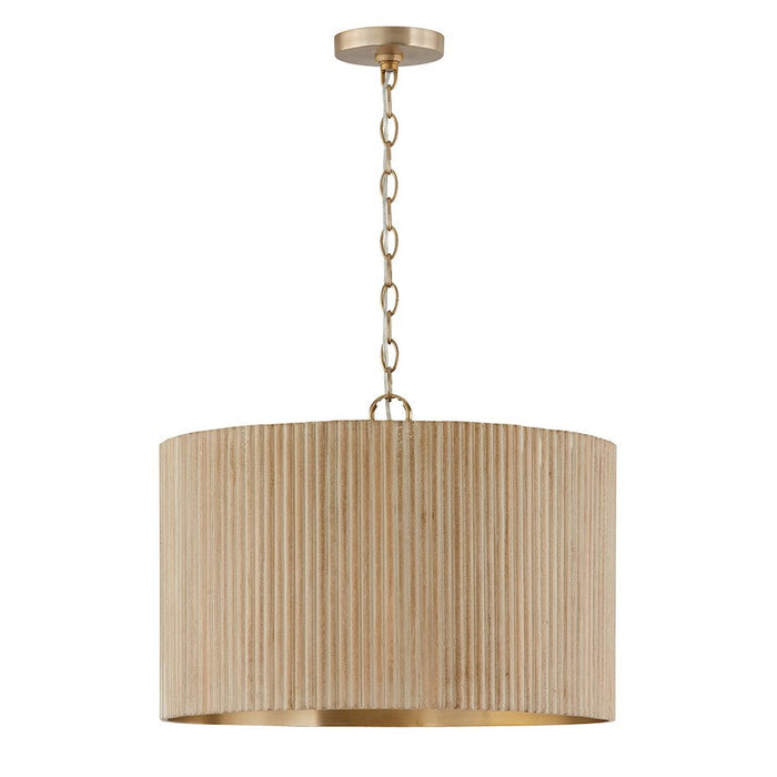 Capital Lighting Donovan 4 Light Pendant, White Wash/Brass - 350741WS