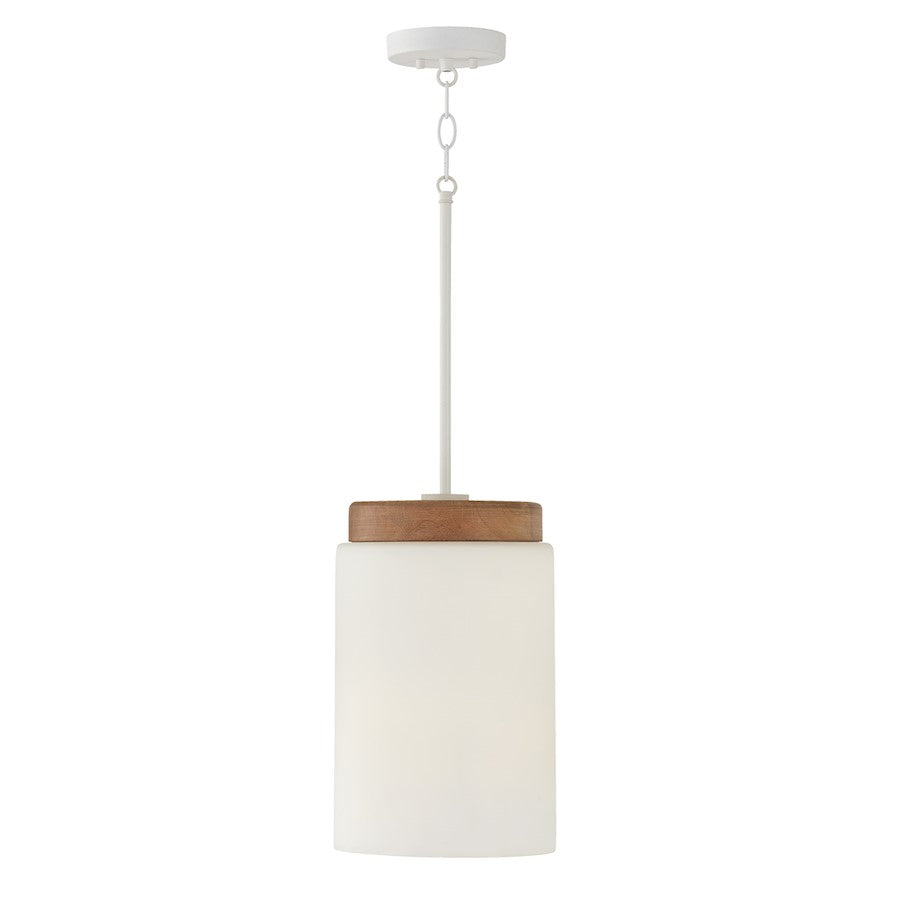 Capital Lighting Liam 1 Light Pendant, Light Wood/White/Soft White - 350911LT