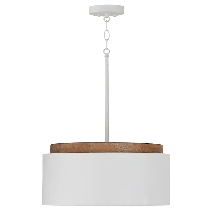 Capital Lighting Liam 1 Pendant, Wood/White/Soft White Orb/White - 350912LT