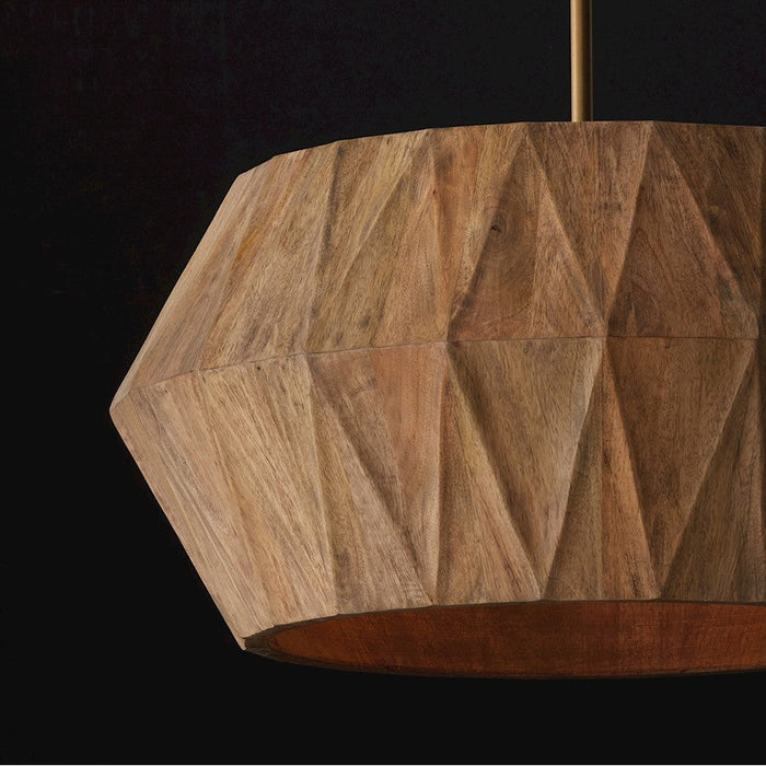 Capital Lighting Nadeau 4 Light Pendant, Light Wood/Patinaed Brass