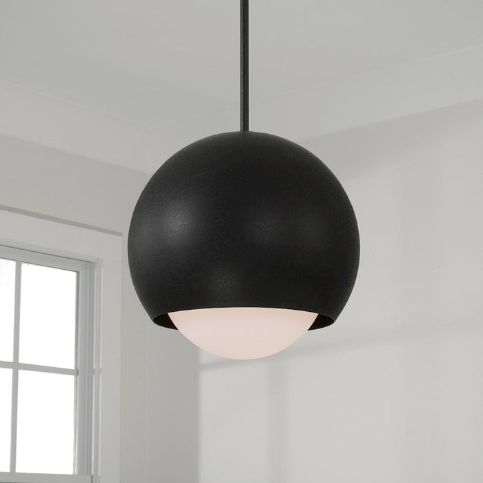 Capital Lighting Dolby 1 Light Pendant, Black Iron/Soft White