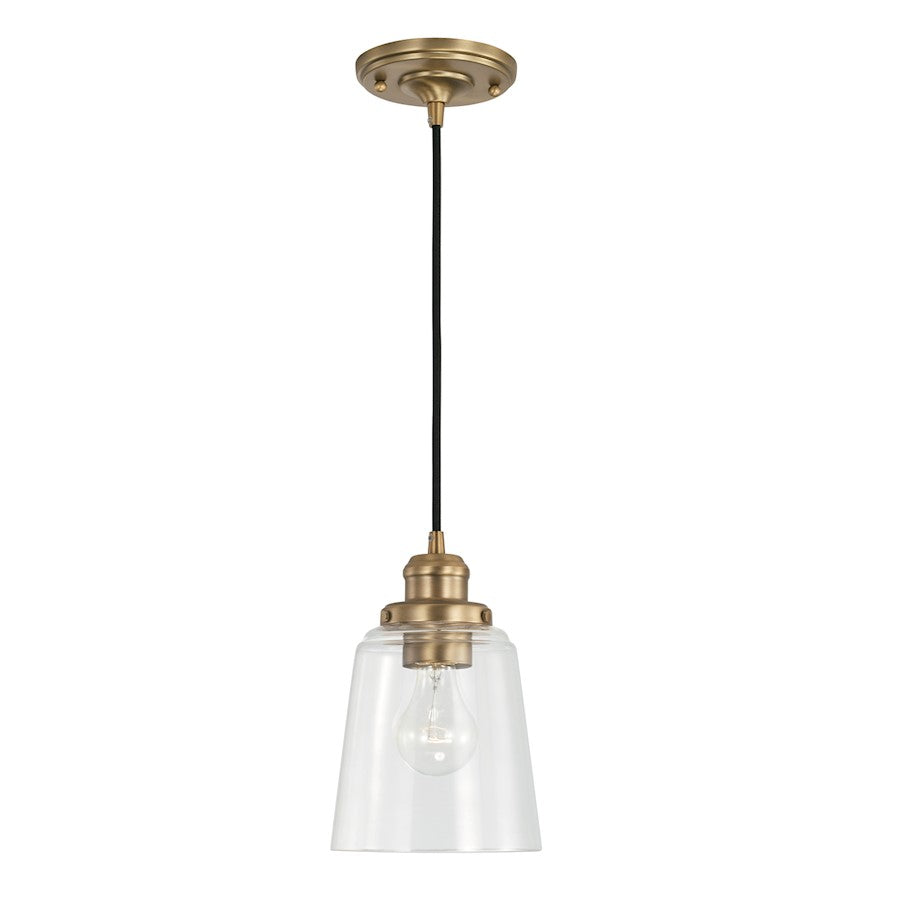 Capital Lighting Fallon 1 Light Pendant in Aged Brass/Clear - 3718AD-135