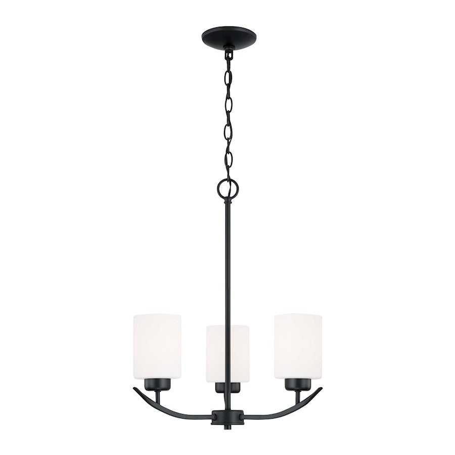 Capital Lighting Dixon 3 Light Chandelier, Matte Black/Soft White - 415231MB-338