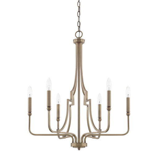 Capital Lighting Dawson 6 Light Chandelier, Aged Brass - 419361AD