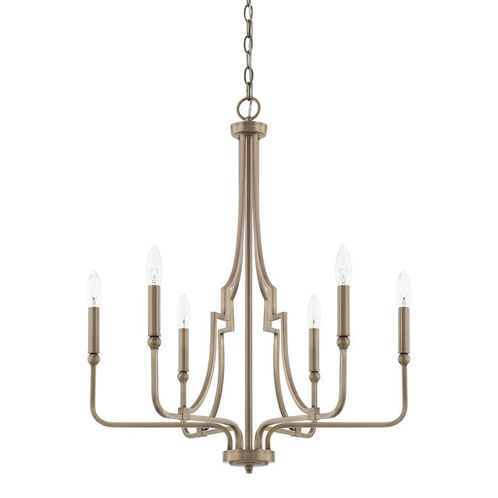 Capital Lighting Dawson 6 Light Chandelier, Aged Brass - 419361AD