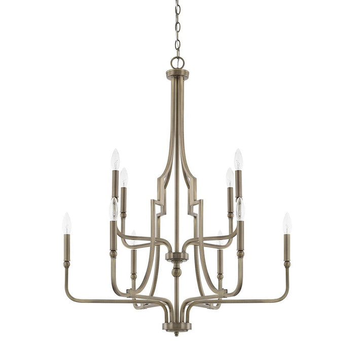 Capital Lighting Dawson 10 Light Chandelier, Aged Brass - 419391AD