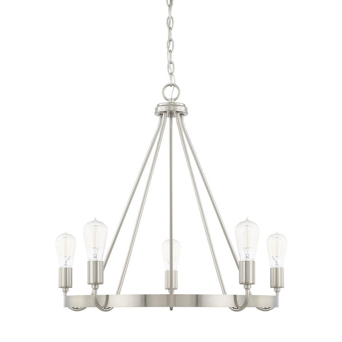 HomePlace by Capital Lighting Tanner 5 Light Chandelier, Nickel - 420061BN