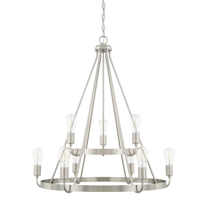 HomePlace by Capital Lighting Tanner 9 Light Chandelier, Nickel - 420091BN