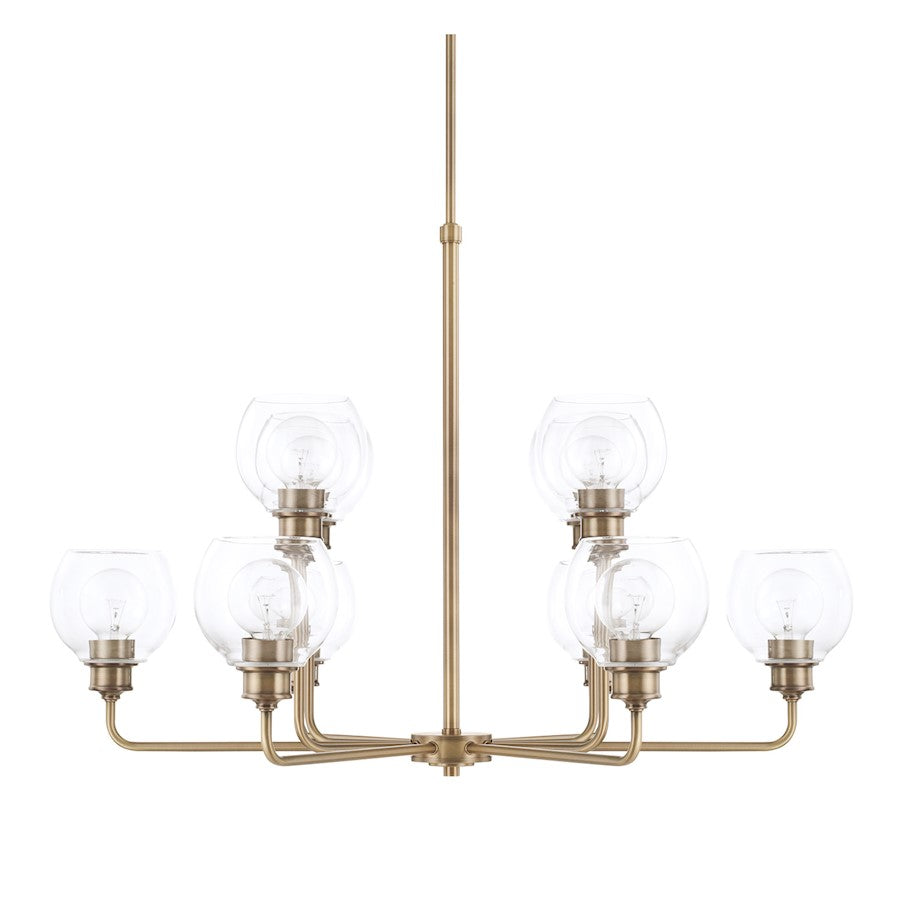 Capital Lighting Mid-Century 10 Light Chandelier, Aged Brass - 421101AD-426