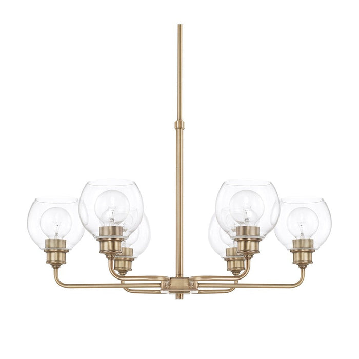 Capital Lighting Mid-Century 6 Light Chandelier, Aged Brass - 421161AD-426