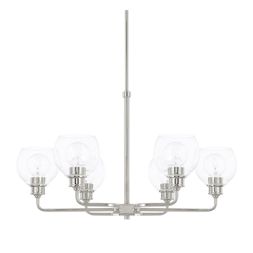 Capital Lighting Mid-Century 6 Light Chandelier, Polished Nickel - 421161PN-426