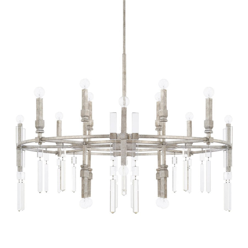Capital Lighting Drake 20 Light Chandelier, Antique Silver - 425302AS
