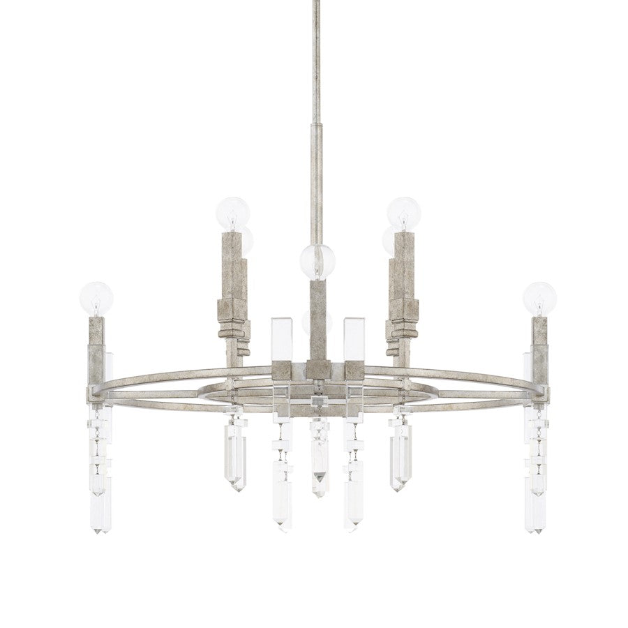 Capital Lighting Drake 8 Light Chandelier, Antique Silver - 425381AS