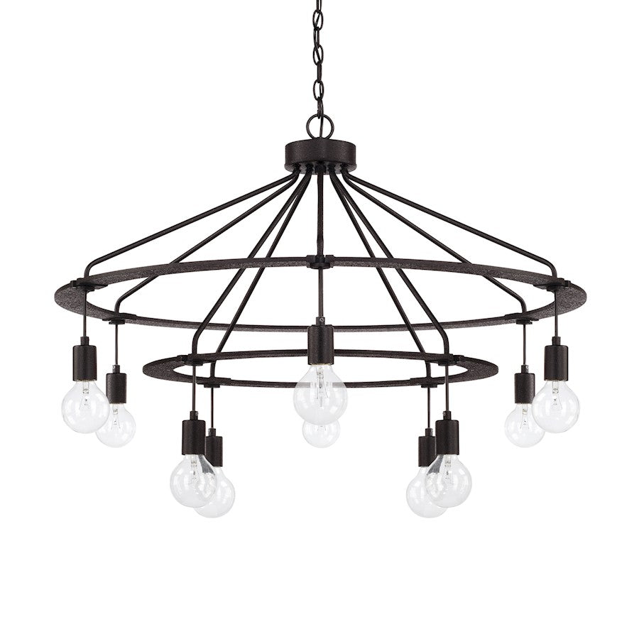 Capital Lighting 10 Light Chandelier, Black Iron - 425603BI