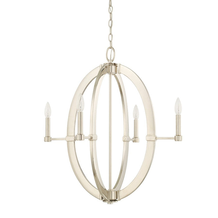 Capital Lighting 4 Light Chandelier, Polished Nickel - 425841PN