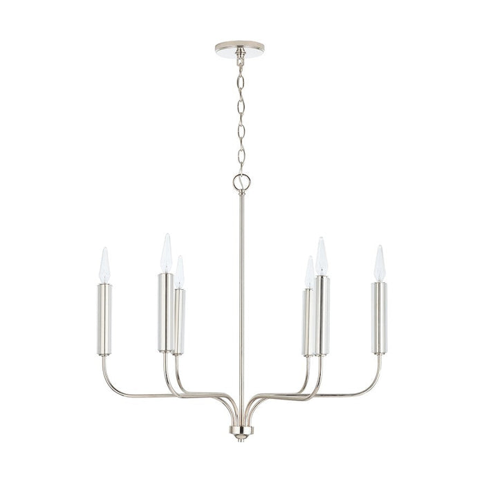 Capital Lighting Della 6-Light Chandelier, Polished Nickel - 437561PN