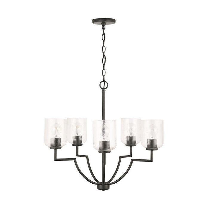 Capital Lighting Carter 5-Light Chandelier, Matte Black/Clear - 439351MB-500