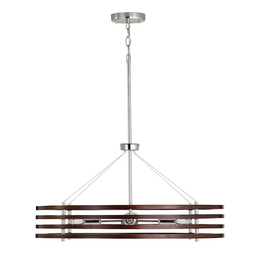 Capital Lighting Dalton 4-Light Chandelier, Dark Wood Polished Nickel - 439941DN