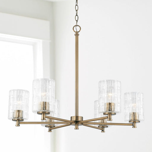Capital Lighting Emerson 6 Light Chandelier, Embossed