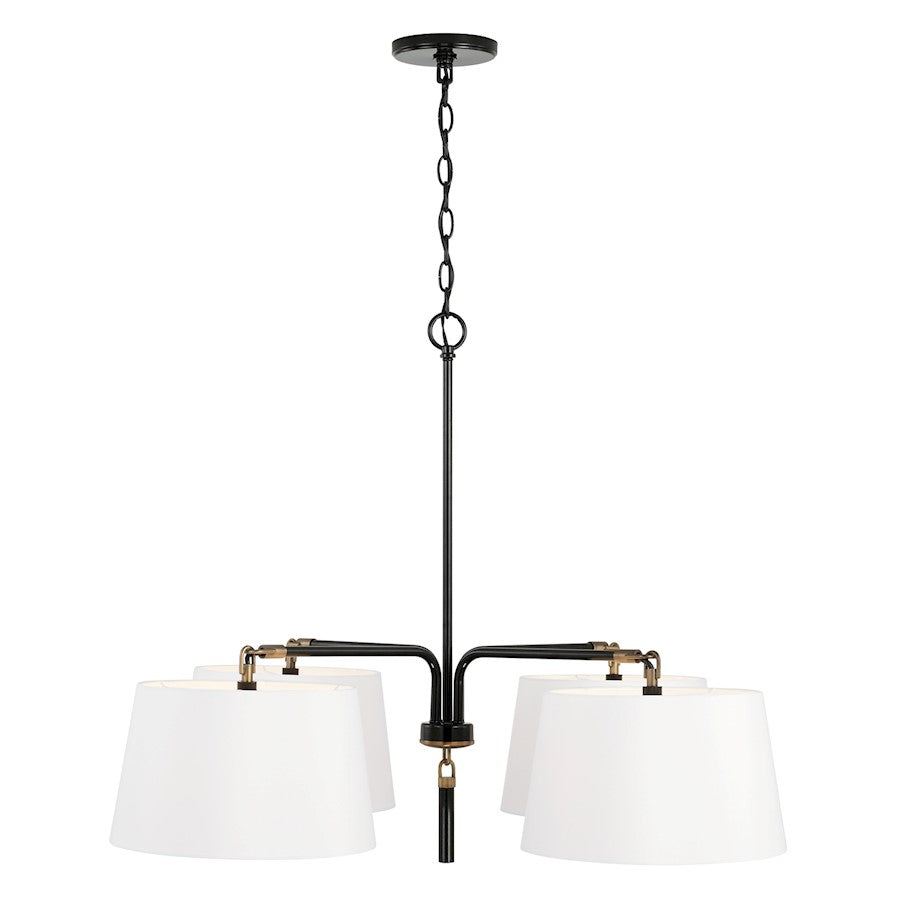 Capital Lighting Beckham 4 Light Chandelier, Glossy Black/Aged Brass - 441941YA