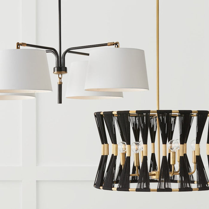 Capital Lighting Beckham 4 Light Chandelier, Glossy Black/Aged Brass