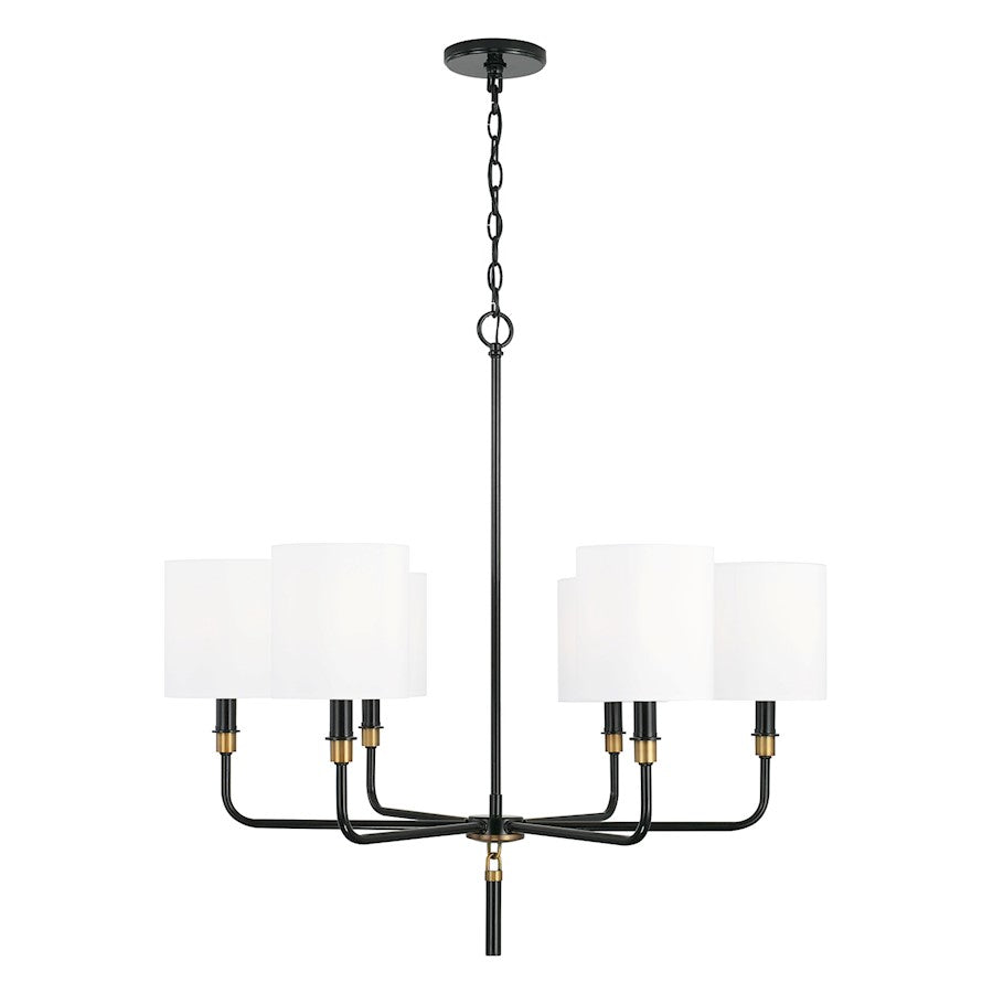 Capital Lighting Beckham 6 Light Chandelier, Glossy Black/Brass - 441961YA-702