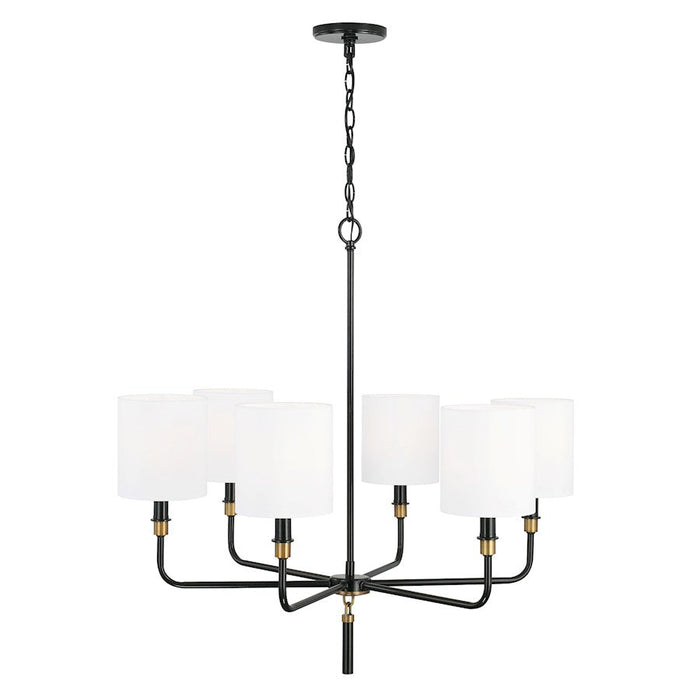 Capital Lighting Beckham 6 Light Chandelier, Glossy Black/Brass