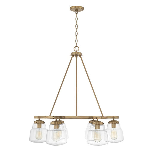 Capital Lighting Dillon 6 Light Chandelier in Aged Brass/Clear - 442761AD-518